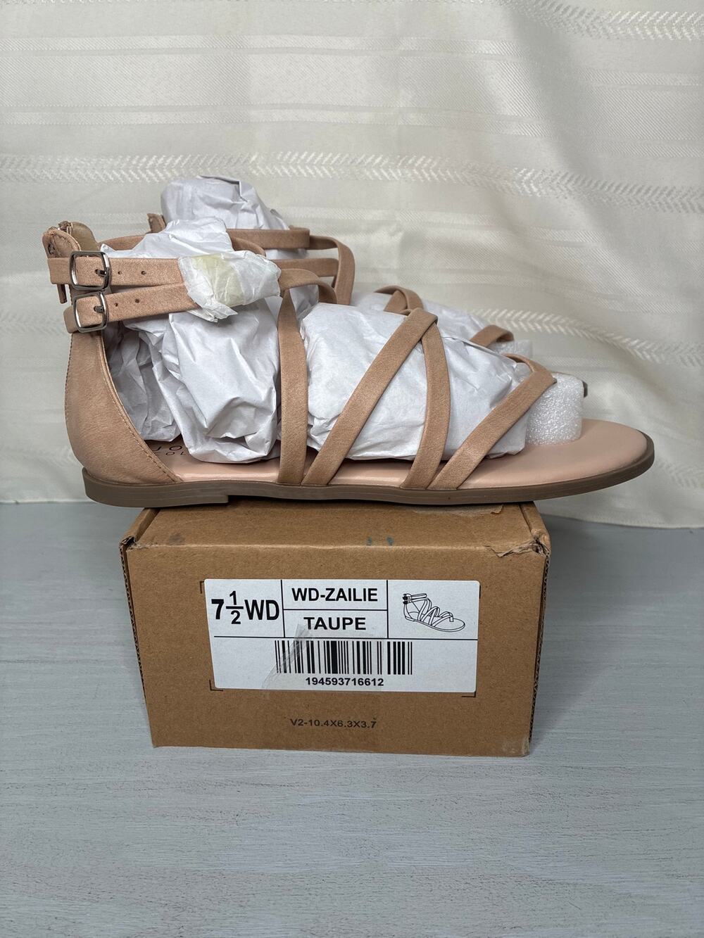 Journee Collection Zailie Gladiator Flat Sandal Taupe Wide Width Size 7.5 WD
